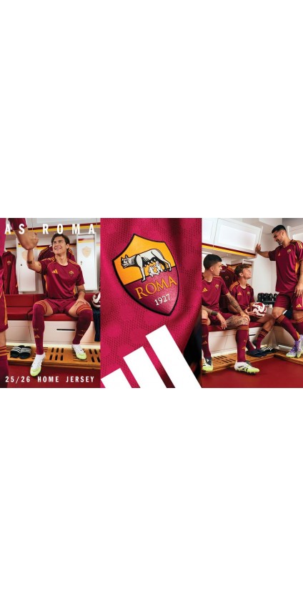 AS Roma Mens Home Authentic Jersey 25-26: A Nostalgic 2000s adidas Throwback in Burgundy