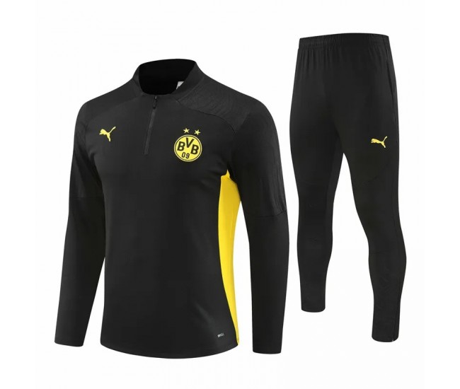 BVB Borussia Dortmund Mens Black Training Technical Football Tracksuit 2024-25 BVB Borussia Dortmund Mens Black Training Technical Football Tracksuit 2024-25