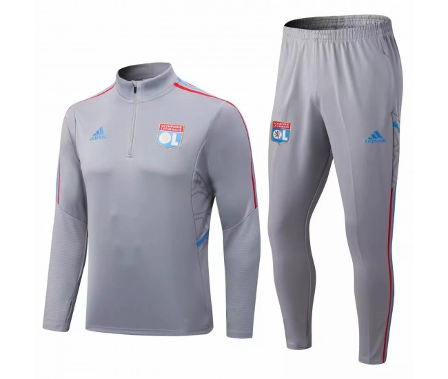 Olympique Lyonnais Grey Training Technical Football Tracksuit 2022-23 Olympique Lyonnais Grey Training Technical Football Tracksuit 2022-23
