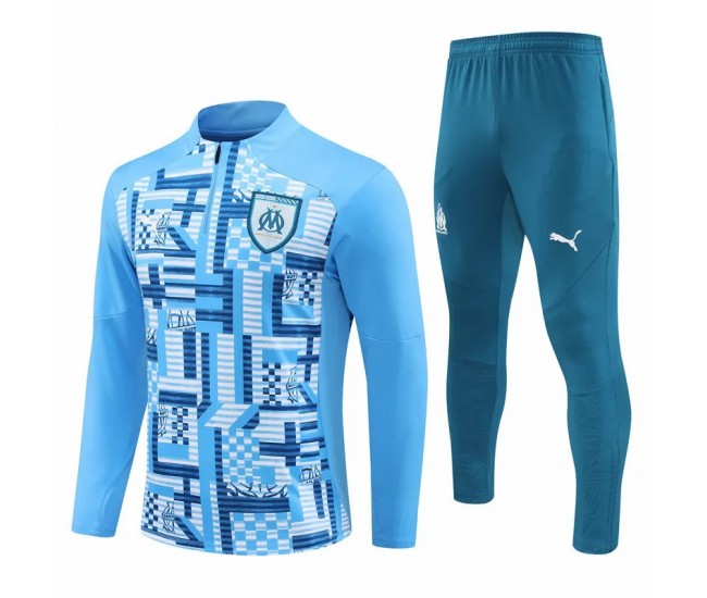 Olympique Marseille Mens Blue Training Technical Football Tracksuit 2024-25 Olympique Marseille Mens Blue Training Technical Football Tracksuit 2024-25
