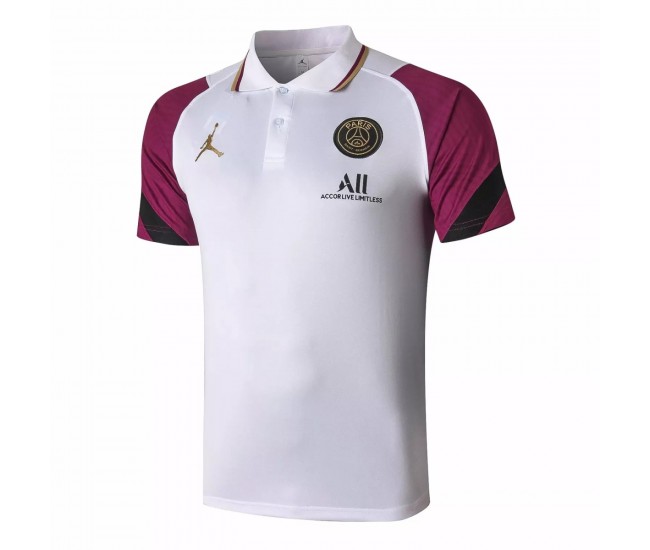 PSG Jordan Training White Purple Polo Shirt 2020