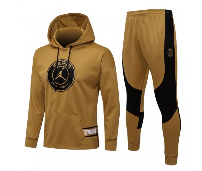 PSG X Jordan Hooded Golden Training Technical Football Tracksuit 2021-22 PSG X Jordan Hooded Golden Training Technical Football Tracksuit 2021-22