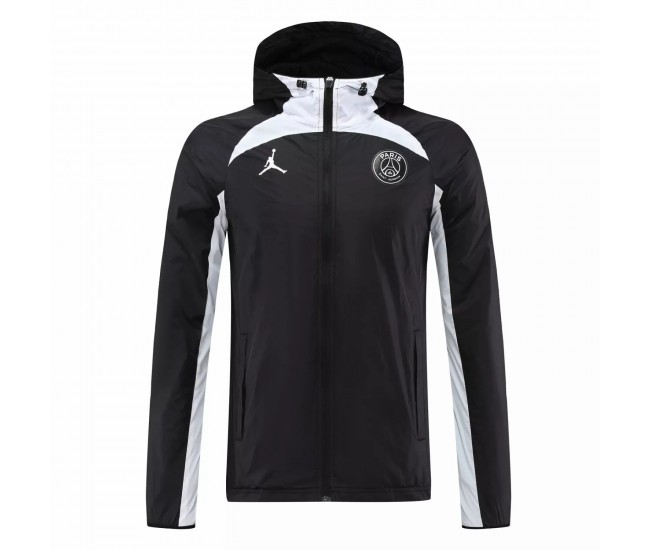 PSG Jordan Mens Black Windrunner Football Jacket 2022-23