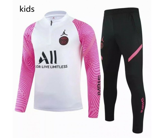 PSG Jordan Training Technical Soccer Tracksuit White Pink Kids 2021 2022 PSG Jordan Training Technical Soccer Tracksuit White Pink Kids 2021 2022