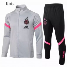PSG X Jordan Light Grey Training Soccer Tracksuit Kids 2021 2022