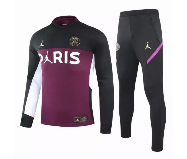 PSG X Jordan Training Technical Soccer Tracksuit Purple Black 2020 2021 PSG X Jordan Training Technical Soccer Tracksuit Purple Black 2020 2021