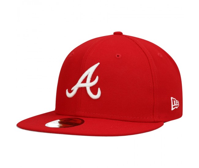 Atlanta Braves Men's New Era Red Logo White 59FIFTY Fitted Hat