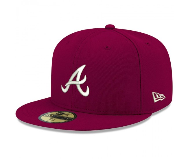 Atlanta Braves Men's New Era Cardinal Logo White 59FIFTY Fitted Hat