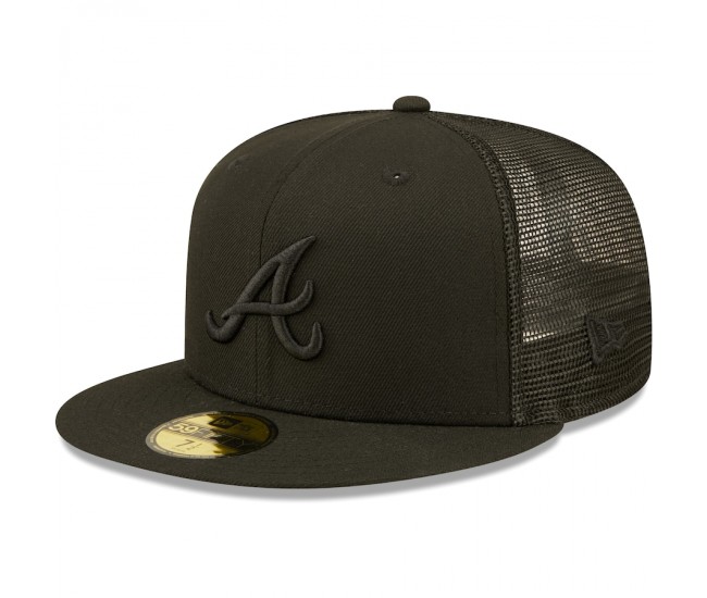 Atlanta Braves Men's New Era Blackout Trucker 59FIFTY Fitted Hat