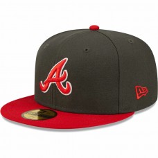Atlanta Braves Men's New Era Charcoal/Red Two-Tone Color Pack 59FIFTY Fitted Hat