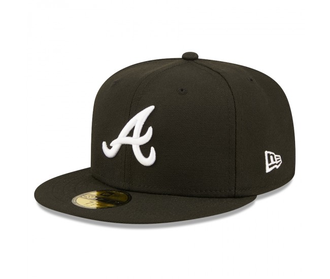 Atlanta Braves Men's New Era Black Team Logo 59FIFTY Fitted Hat