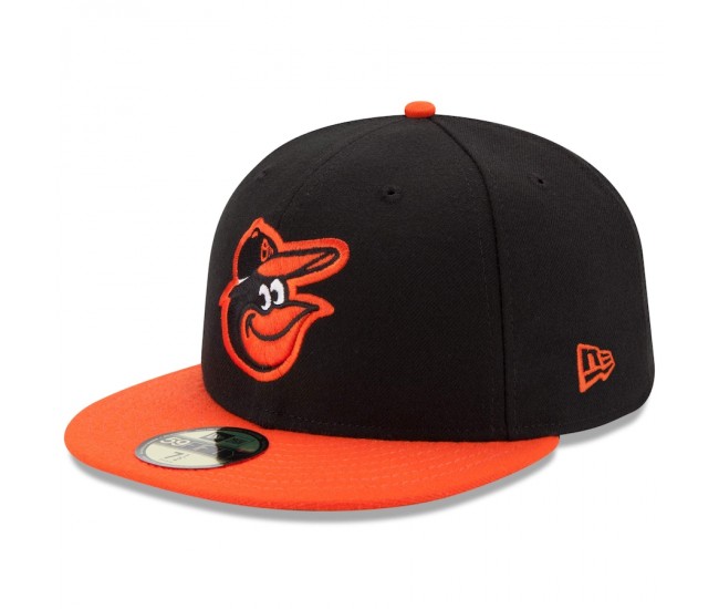Baltimore Orioles Men's New Era Black/Orange Road Authentic Collection On-Field 59FIFTY Fitted Hat