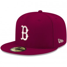 Boston Red Sox Men's New Era Cardinal Logo White 59FIFTY Fitted Hat