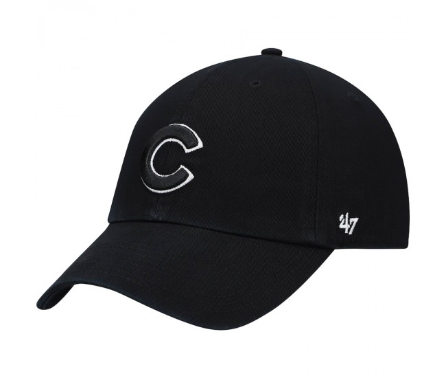 Chicago Cubs Men's '47 Black on Black Logo Clean Up Adjustable Hat