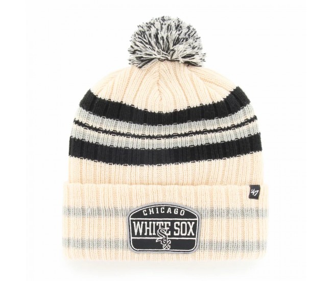 Chicago White Sox Men's '47 Natural Home Patch Cuffed Knit Hat with Pom