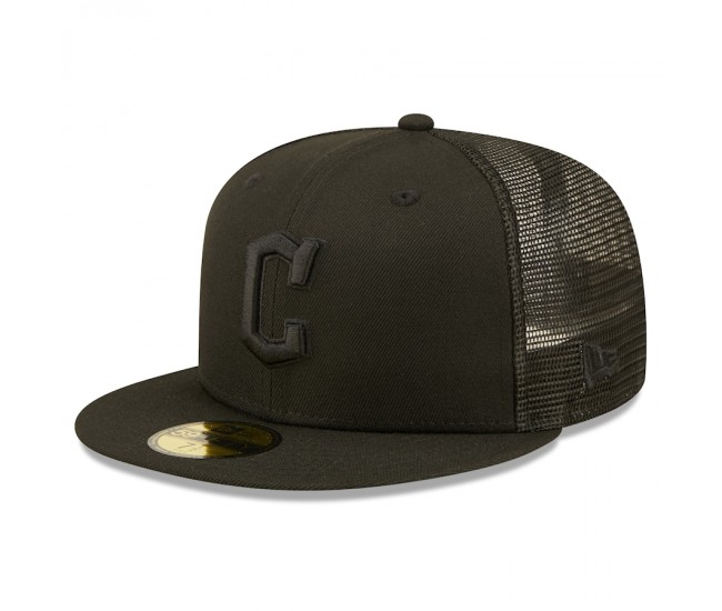 Cleveland Guardians Men's New Era Blackout Trucker 59FIFTY Fitted Hat
