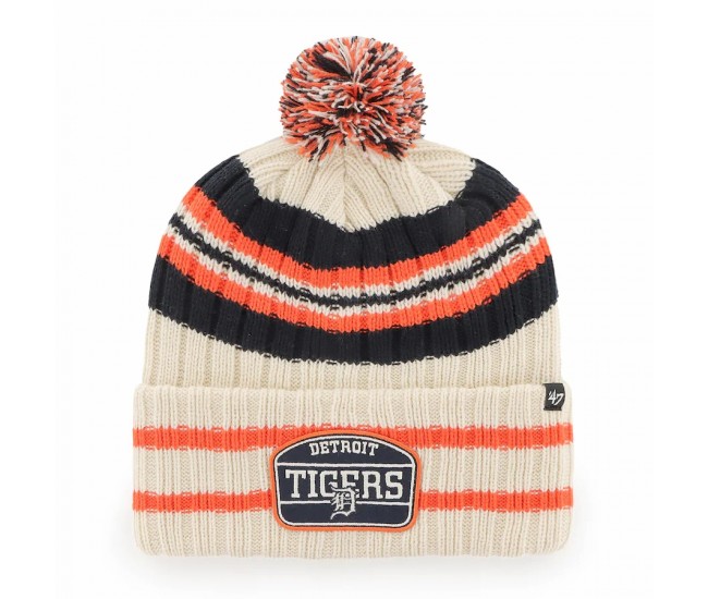Detroit Tigers Men's '47 Natural Home Patch Cuffed Knit Hat with Pom