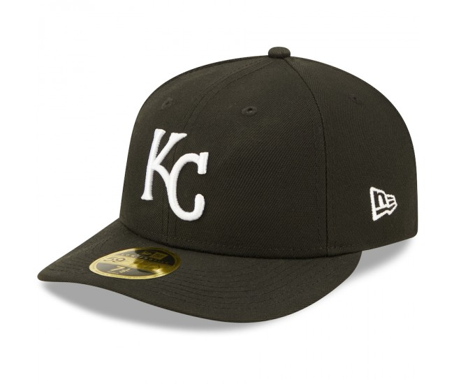 Kansas City Royals Men's New Era Black & White Low Profile 59FIFTY Fitted Hat