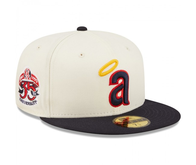 California Angels Men's New Era White/Navy Cooperstown Collection 35th Anniversary Chrome 59FIFTY Fitted Hat
