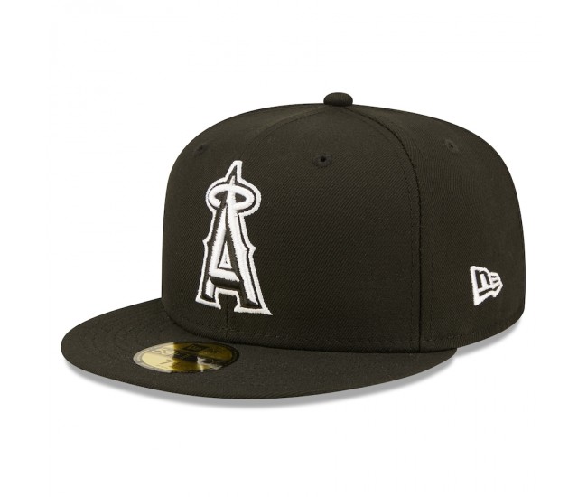 Los Angeles Angels Men's New Era Black Team Logo 59FIFTY Fitted Hat