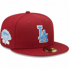 Los Angeles Dodgers Men's New Era Cardinal 100th Anniversary Air Force Blue Undervisor 59FIFTY Fitted Hat