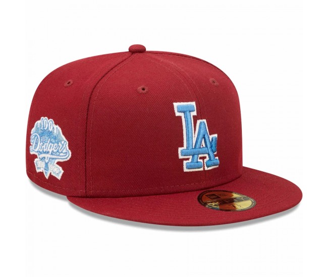Los Angeles Dodgers Men's New Era Cardinal 100th Anniversary Air Force Blue Undervisor 59FIFTY Fitted Hat