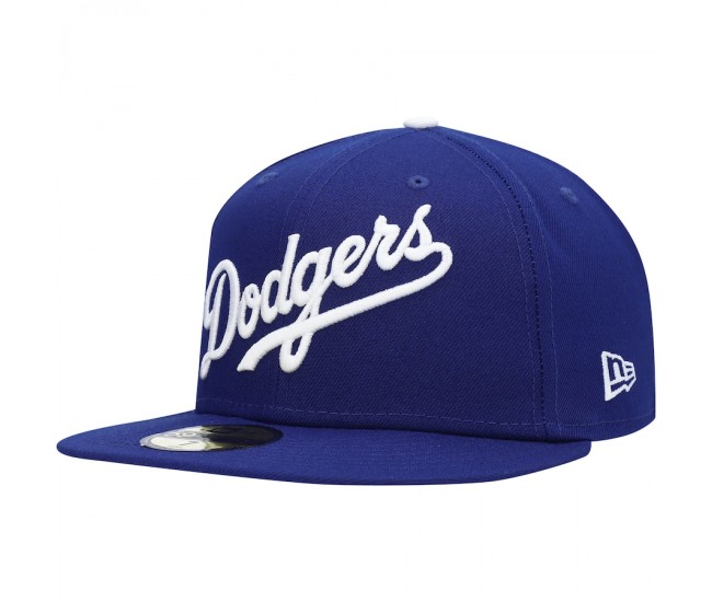 Los Angeles Dodgers Men's New Era Royal Logo White 59FIFTY Fitted Hat
