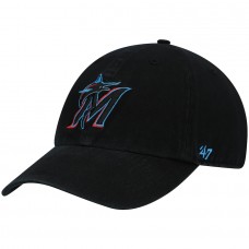 Miami Marlins Men's '47 Black Clean Up Adjustable Hat