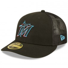 Miami Marlins Men's New Era Black Authentic Collection Mesh Back Low Profile 59FIFTY Fitted Hat