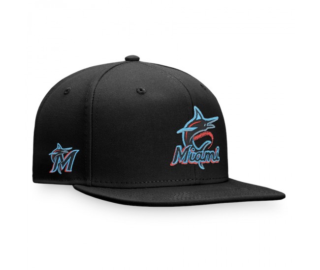 Miami Marlins Men's Fanatics Branded Black Iconic Team Patch Fitted Hat