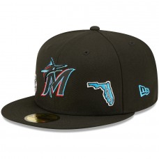 Miami Marlins Men's New Era Black Identity 59FIFTY Fitted Hat