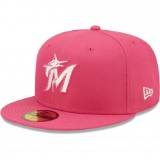 Miami Marlins Men's New Era Beetroot Logo 59FIFTY Fitted Hat