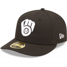 Milwaukee Brewers Men's New Era Black & White Low Profile 59FIFTY Fitted Hat