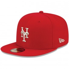 New York Mets Men's New Era Red Logo White 59FIFTY Fitted Hat