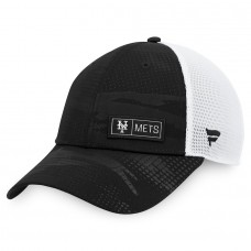 New York Mets Men's Fanatics Branded Black/White Iconic Camo Trucker Snapback Hat