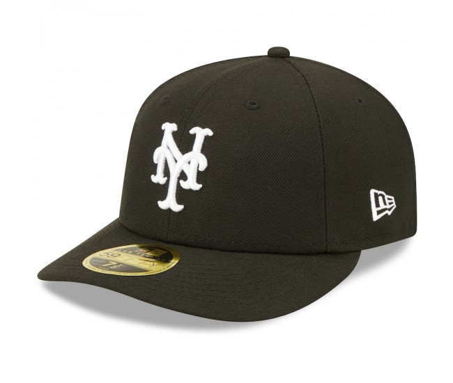 New York Mets Men's New Era Black & White Low Profile 59FIFTY Fitted Hat