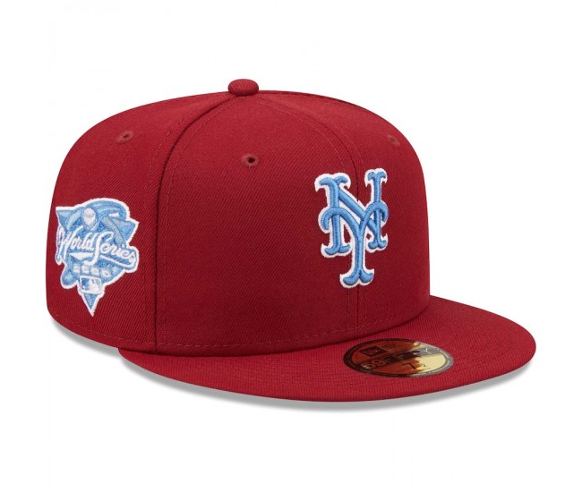 New York Mets Men's New Era Cardinal 2000 World Series Air Force Blue Undervisor 59FIFTY Fitted Hat