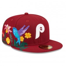Philadelphia Phillies Men's New Era Burgundy Blooming 59FIFTY Fitted Hat