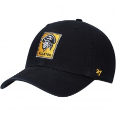 Pittsburgh Pirates Men's '47 Black Logo Cooperstown Collection Clean Up Adjustable Hat