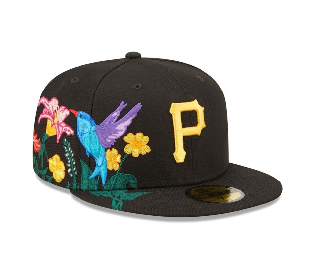 Pittsburgh Pirates Men's New Era Black Blooming 59FIFTY Fitted Hat