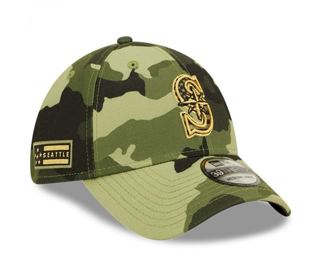 Seattle Mariners Men's New Era Camo 2022 Armed Forces Day 39THIRTY Flex Hat