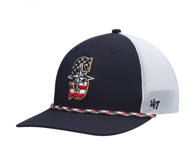 Seattle Mariners Men's '47 Navy/White Flag Fill Trucker Snapback Hat