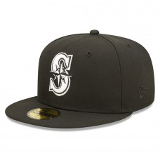 Seattle Mariners Men's New Era Black Team Logo 59FIFTY Fitted Hat