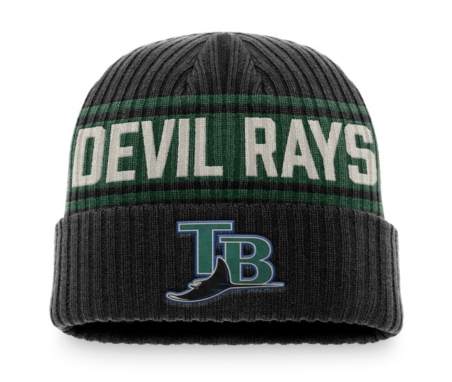 Tampa Bay Rays Men's Fanatics Branded Black/Green True Classic Retro Cuffed Knit Hat
