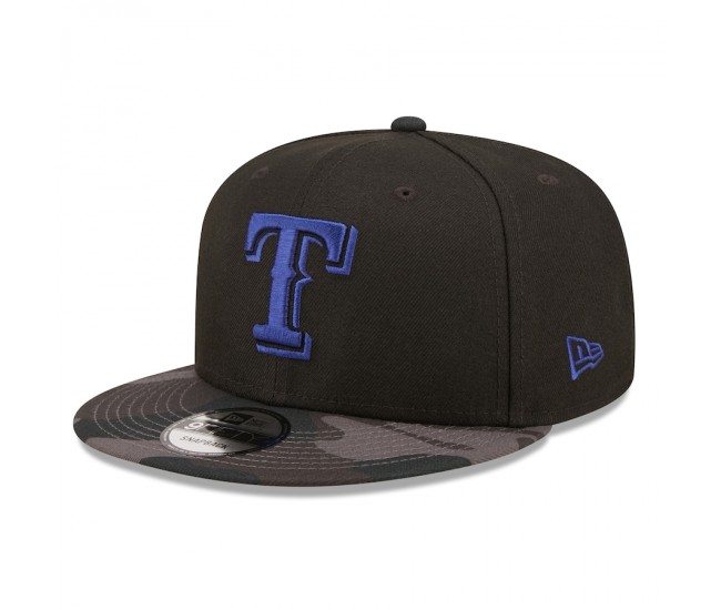 Texas Rangers Men's New Era Black Camo Vize 9FIFTY Snapback Hat