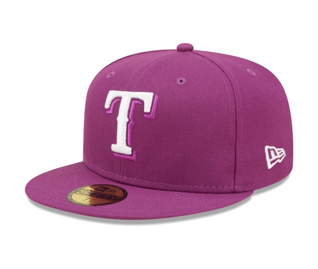 Texas Rangers Men's New Era Grape Logo 59FIFTY Fitted Hat