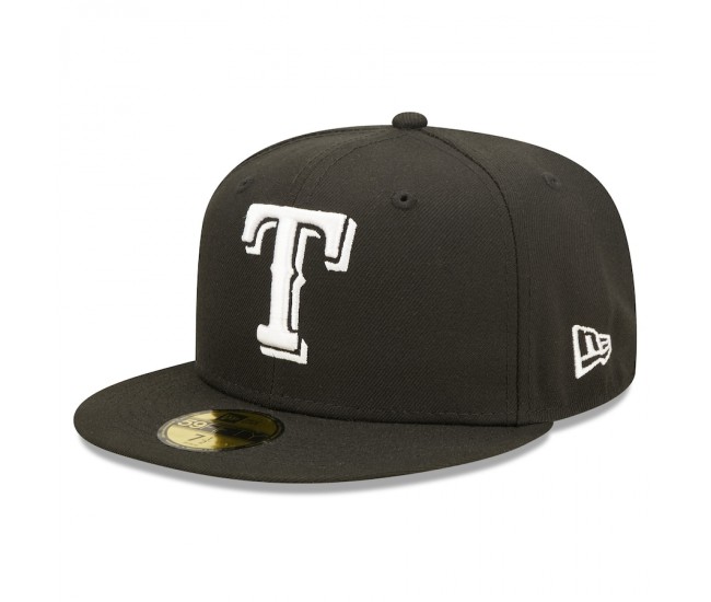 Texas Rangers Men's New Era Black Team Logo 59FIFTY Fitted Hat