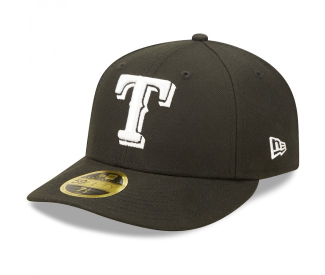 Texas Rangers Men's New Era Black & White Low Profile 59FIFTY Fitted Hat