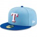Texas Rangers Men's New Era Light Blue/Royal 50th Anniversary Authentic Collection On-Field 59FIFTY Fitted Hat