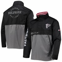 Atlanta Falcons Men's Tommy Hilfiger Black/Gray Anorak Hoodie Quarter-Zip Jacket